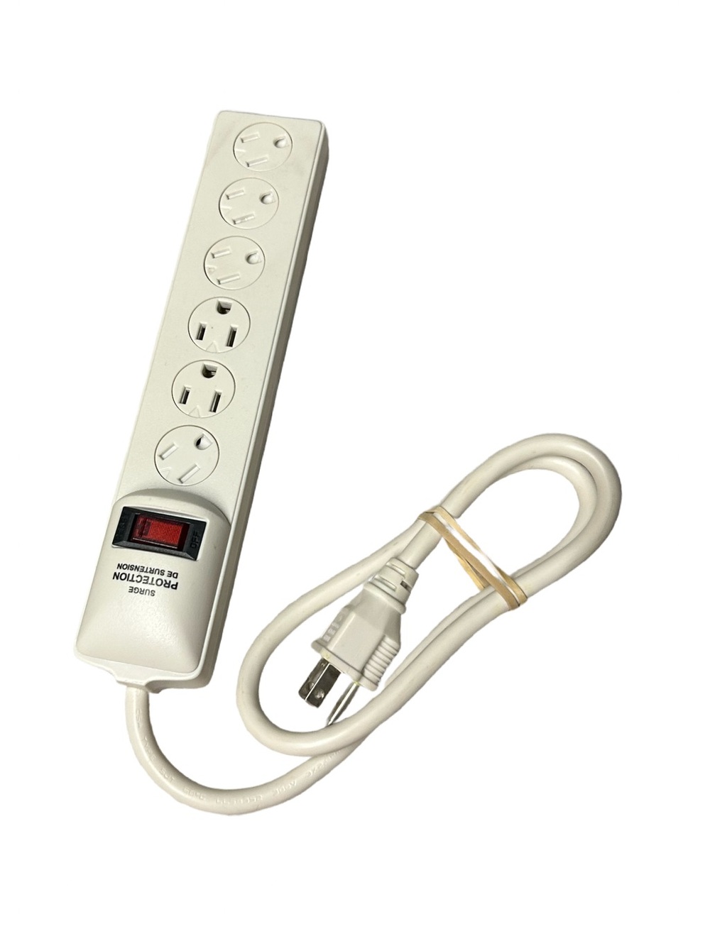 Surge Protection Power Strip with 6 Outlets - White